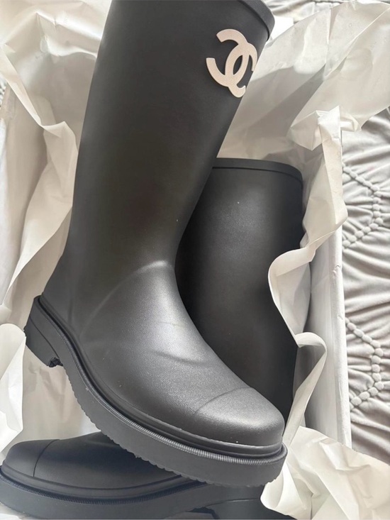 CHANEL Shoes - CHANEL Black Rain Boots size 38